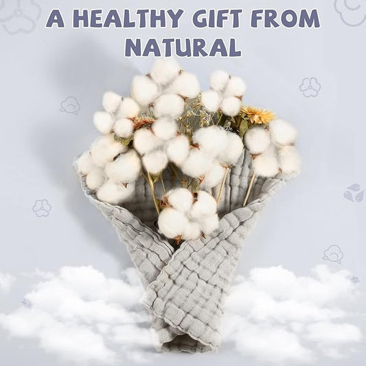 MUKIN Baby Washcloths - Soft Face Cloths for Newborn, Absorbent Bath Face Towels, Baby Wipes, Burp Cloths or Face Towels, Baby Registry as Shower. Pack of 6-12x12 inches (Grey)